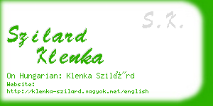 szilard klenka business card